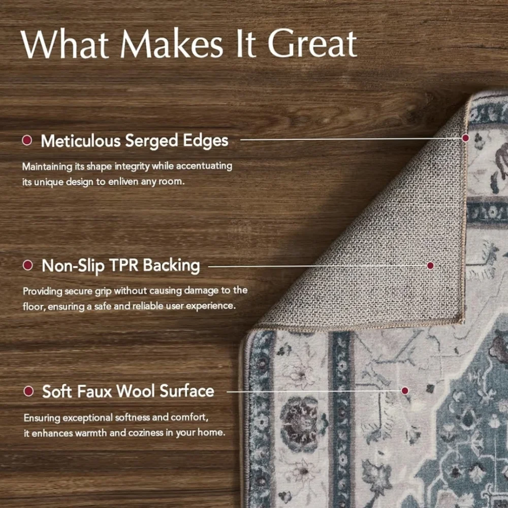 Evergrace NWT 2'x3' Medallion Non-Slip Rug In Steel Gray Rectangle Mat